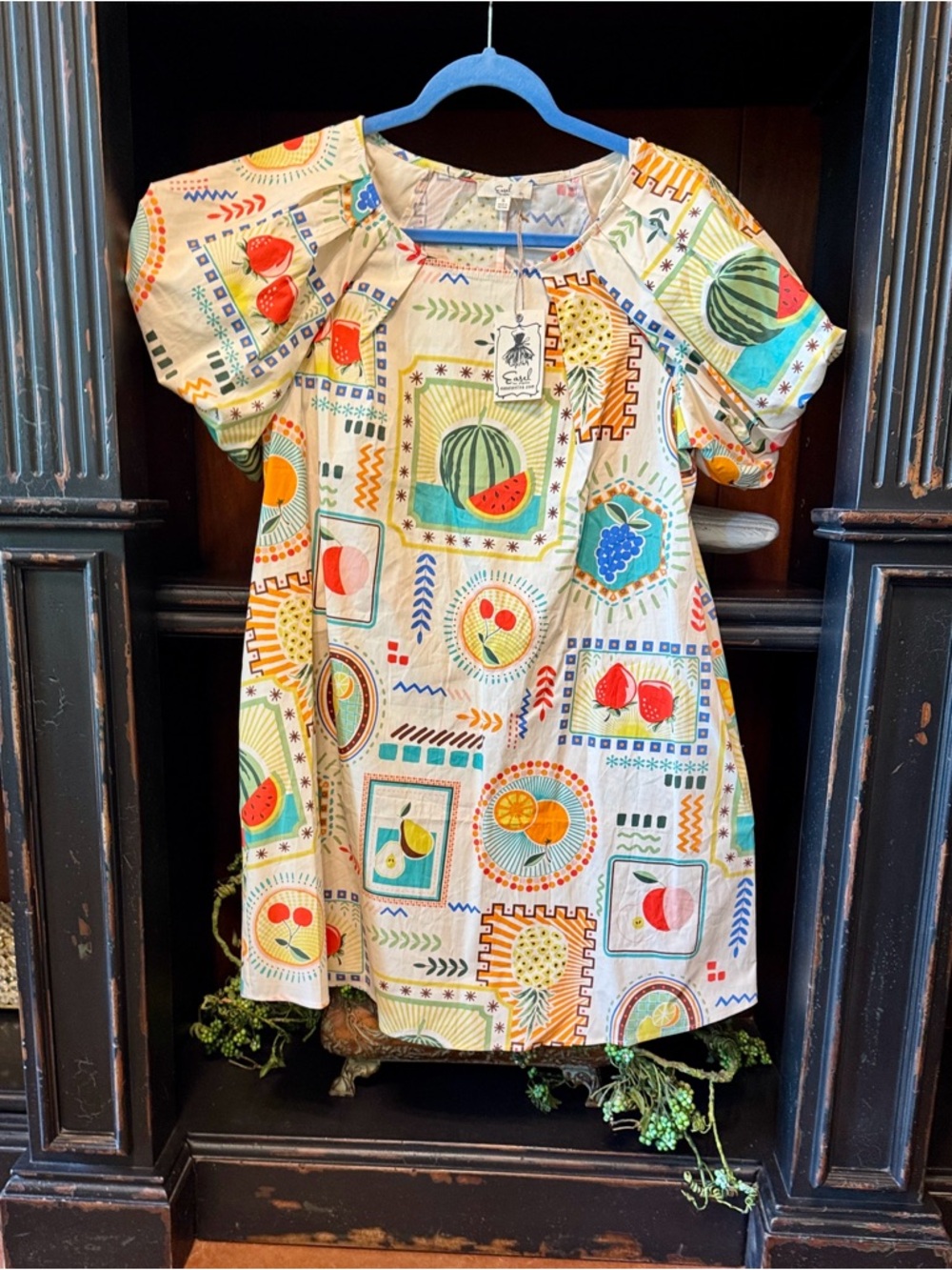 Women's Casual Fruit-Print A-Line Dress - Multicolor by Easel. NWT